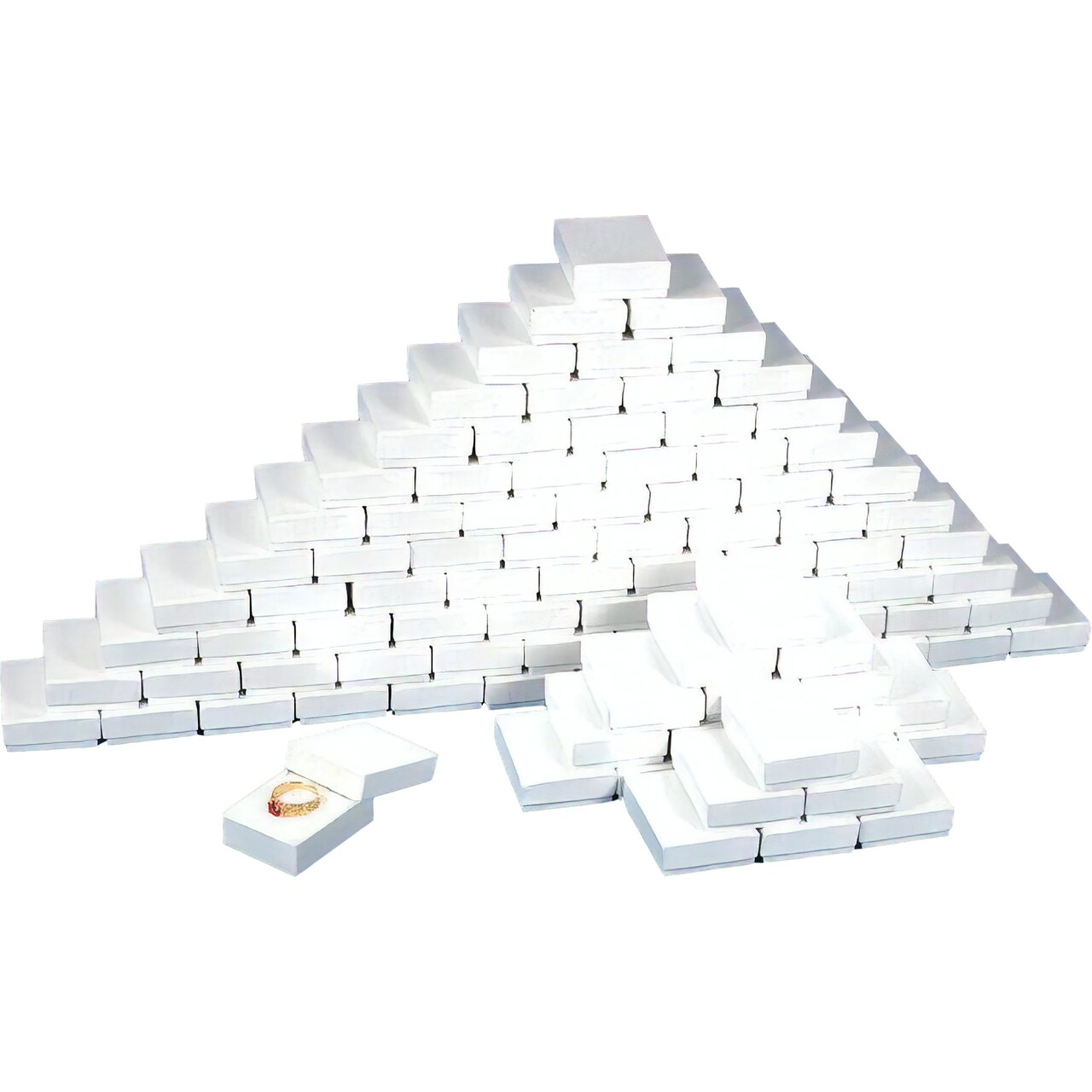 100 White Swirl Cotton Charm Jewelry Boxes Gift Display 2 3/16" x 1 3/4" x 3/4"